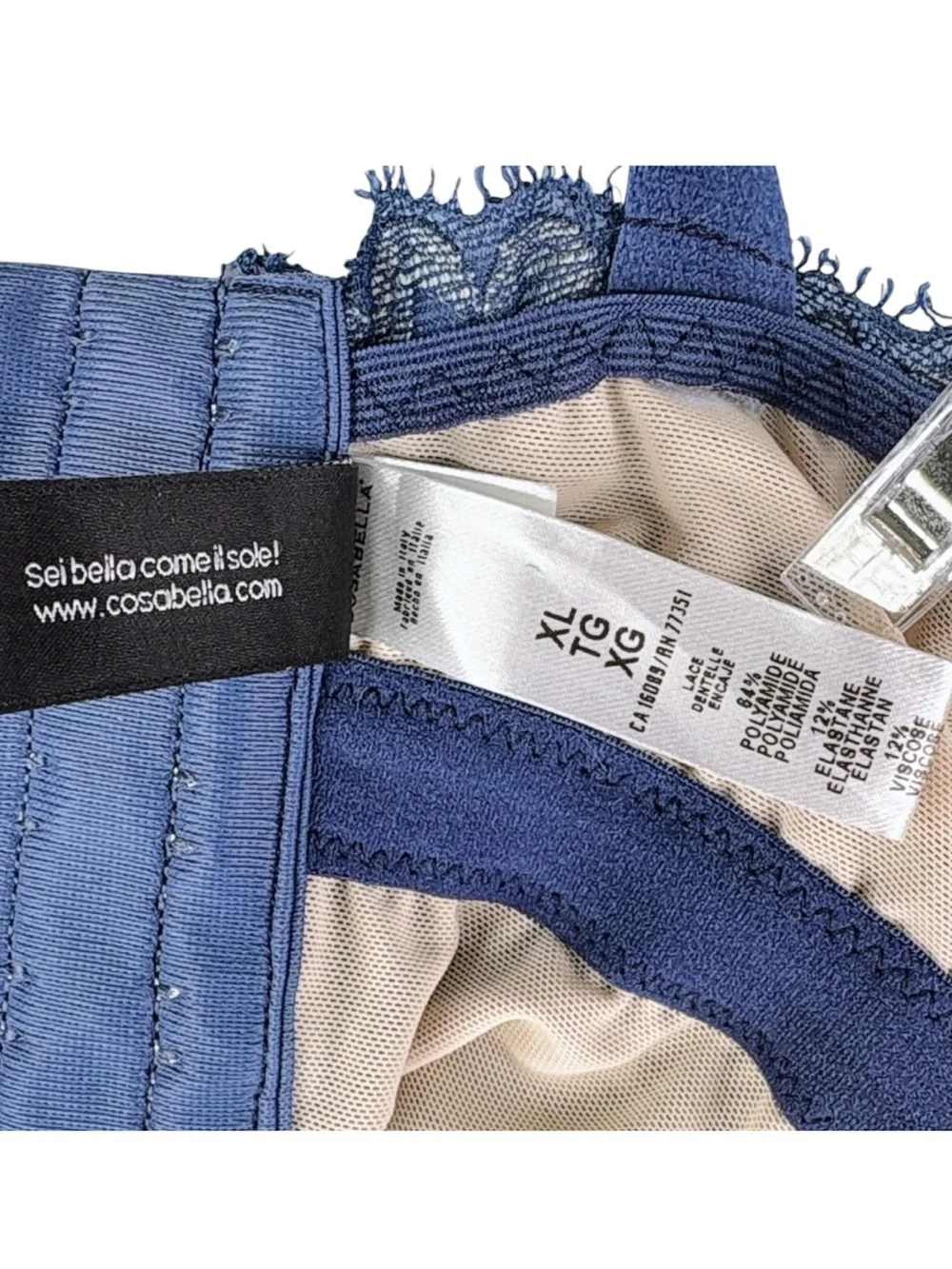 Cosabella Pret-a-Porter Curvy Longline Bralette sz XL * Blue & Cream Wireless